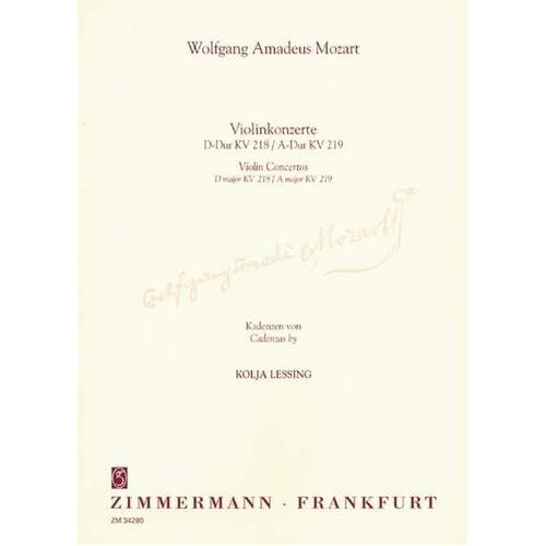 Cadenzas Violin Concertos D Maj K 218/A Maj K219 (Softcover Book)